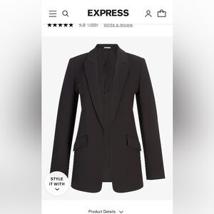 Express Columnist Open Front Boyfriend Blazer in XS